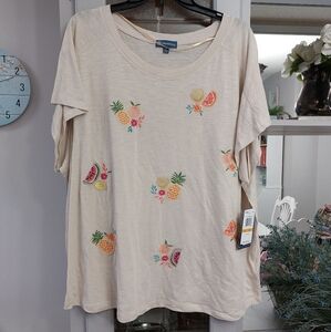 Democracy Embroidered Tee 3X NWT